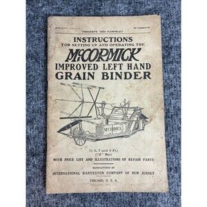 1916 McCormick Improved Left Hand Grain Binder Manual IH International Harvester
